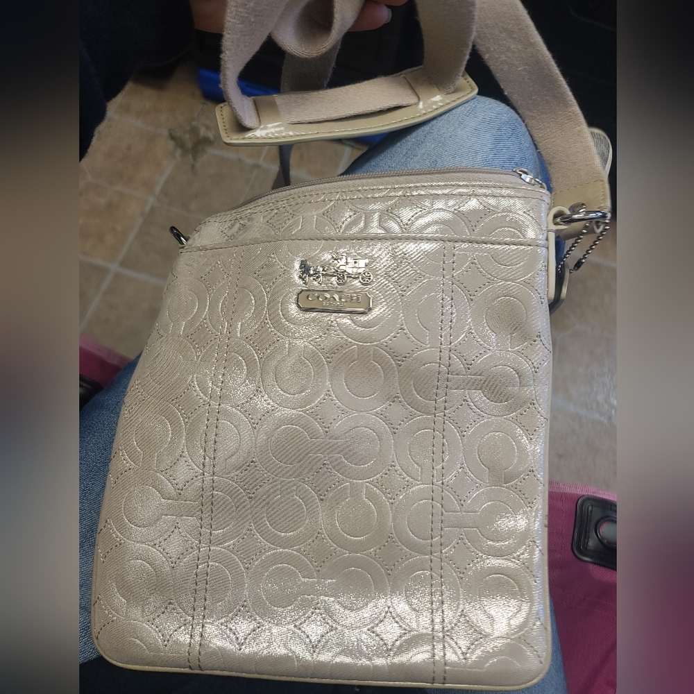 Coach Carriage Metallic Crossbody File Bag Purse Swin… Gem